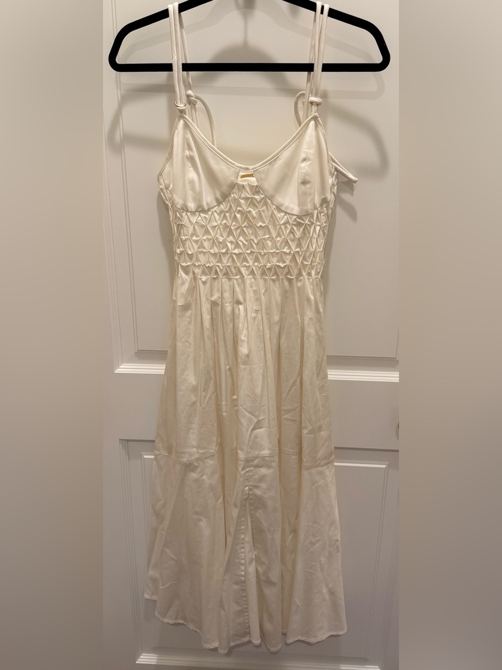 Cult Gaia Brynn White Smocked Midi Dress | S - Picture 3 of 7